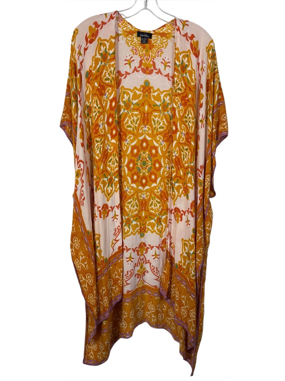 Nicole Miller Golden Yellow Lightweight Kimono Sleeve Duster Cardigan Top OS